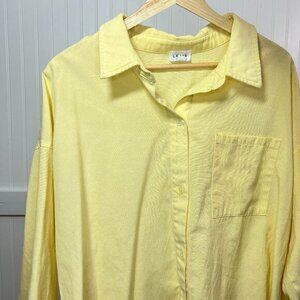 Le Lis Yellow Button Up Shirt Career Office Siren Work Oversized Long Sleeve M